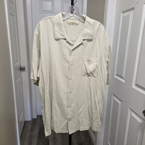 Tommy Bahama 100% Silk Cream Short Sleeve Shirt